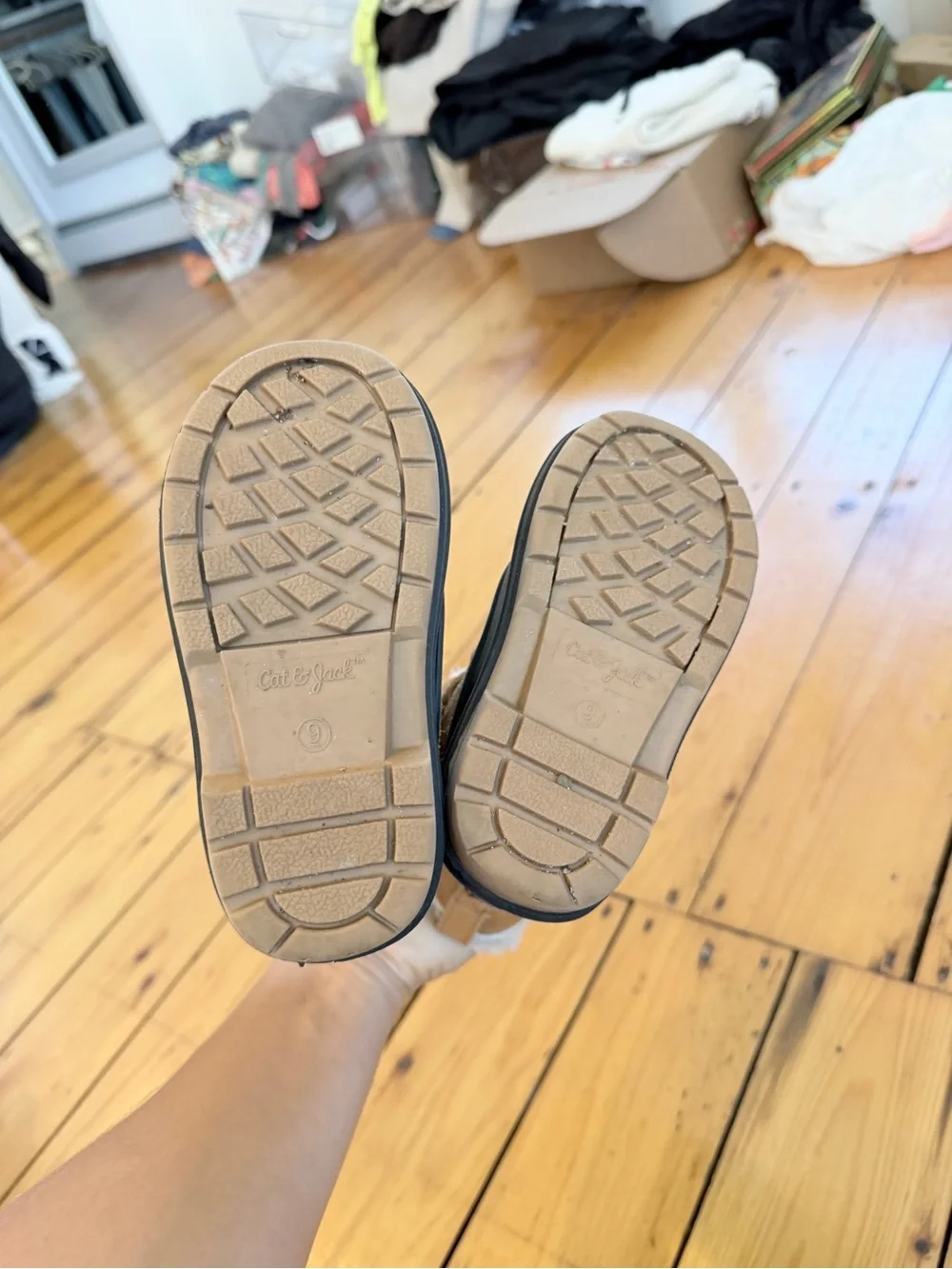 Cat & Jack Tan and Navy Insulated Kids' Snow Boots